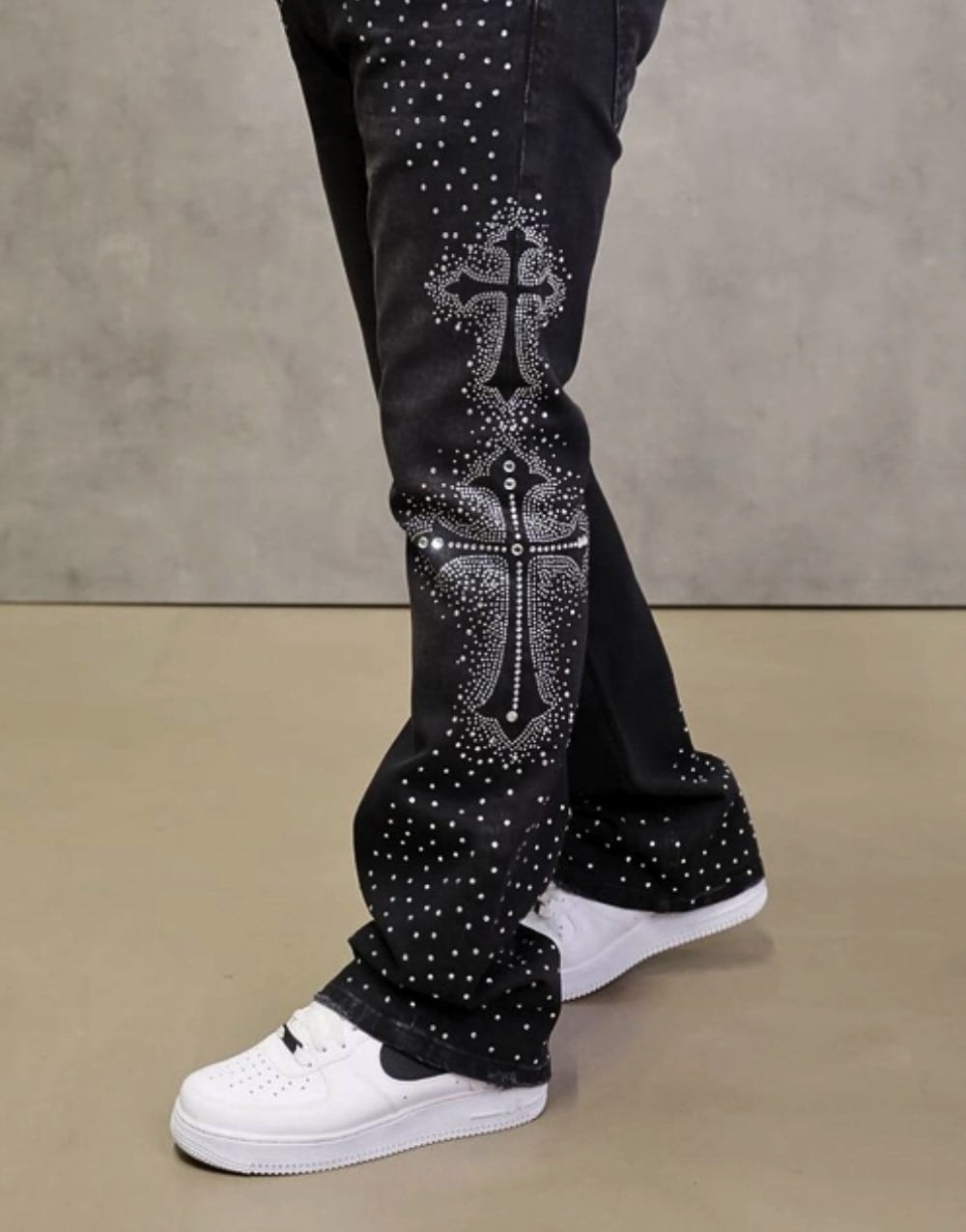 Ultra Premium Crystal Stone Flare Kot Pantolon