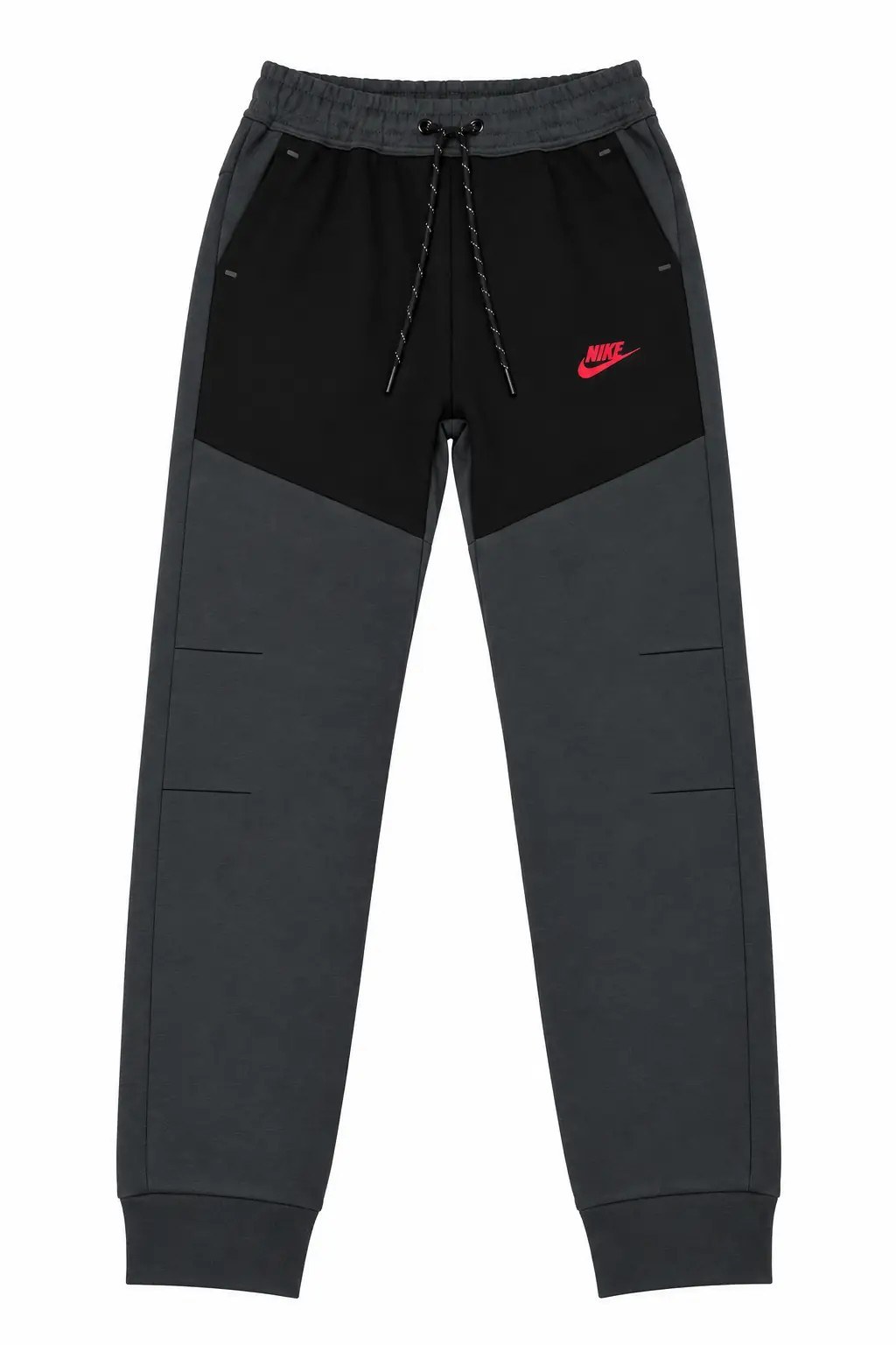 Tech Fleece Jogger Siyah Gri Kırmızı Logo Detaylı